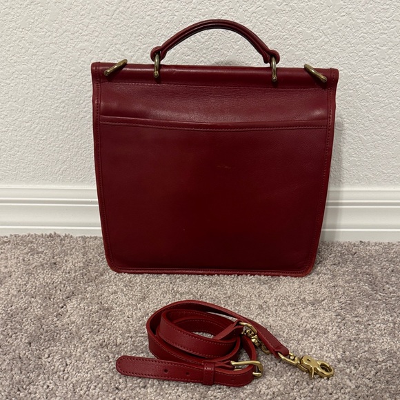Vintage Coach 9927 Willis Crossbody Shoulder Handle Bag Red Leather - Picture 4 of 15